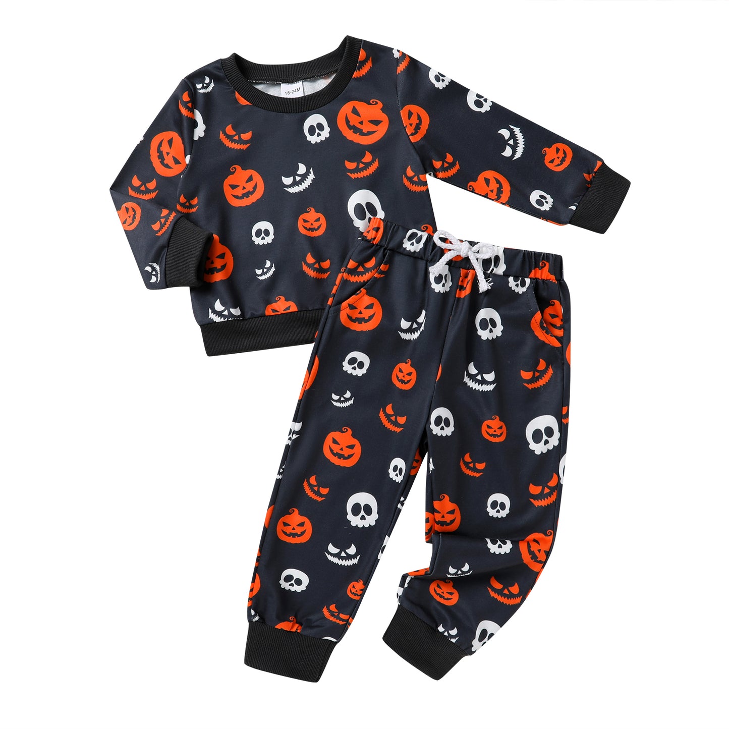 Younger Tree Baby Halloween Pumpkin Clothes Outfits Toddler Boy Girl Long Sleeve Sweatshirt Tops Pants Set