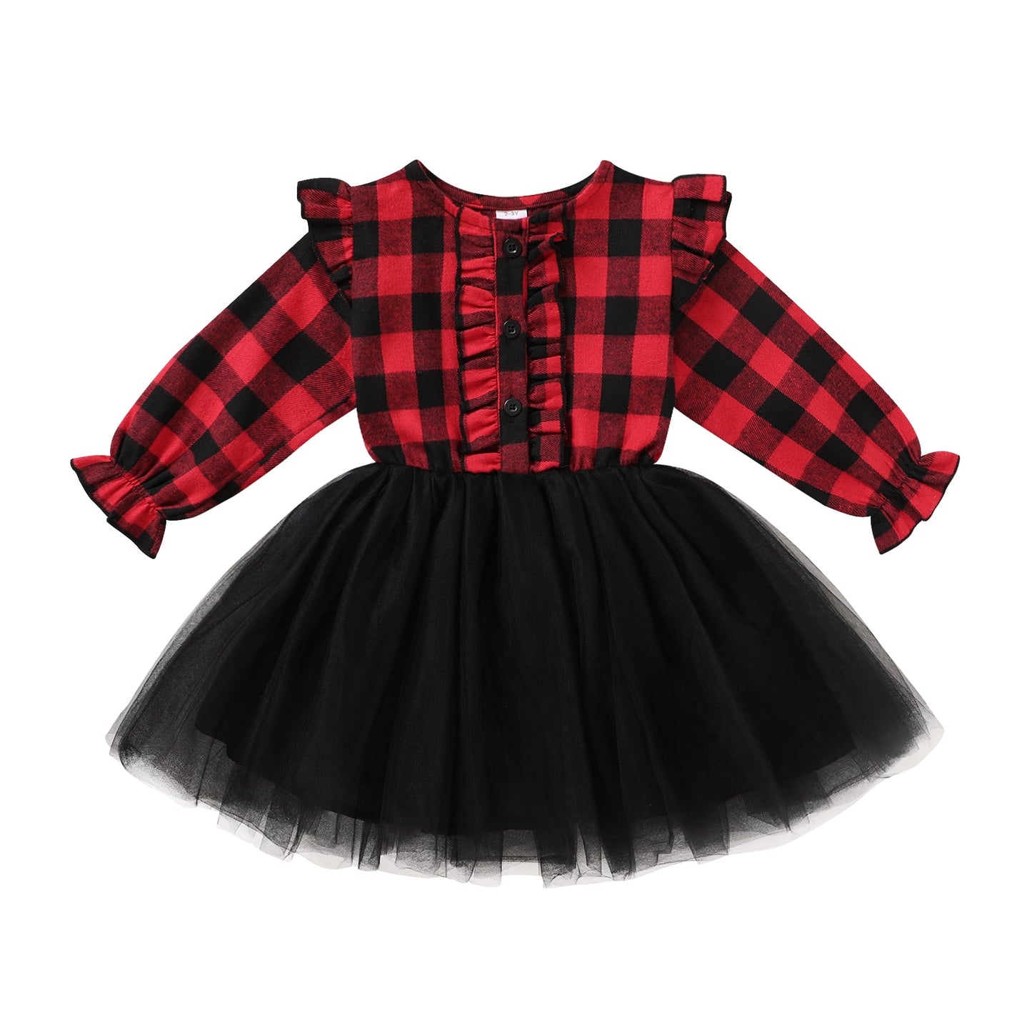 Younger Tree Little Girl Buffalo Plaid Tutu Skirt Party Princess Dress Christmas Clothes Outfits