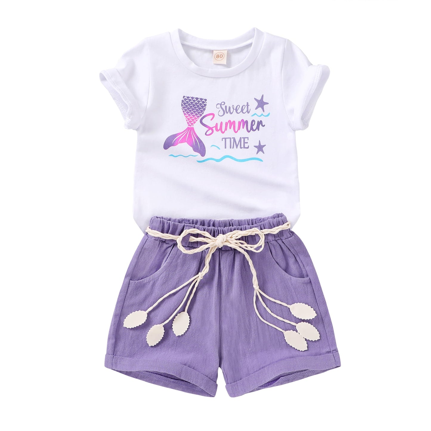 Younger Tree Toddler Baby Girl Summer Clothes Set Short Sleeve T-Shirt Shorts 2pcs Outfits