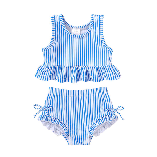 Tiny Cutey Toddler Girl Swimsuit Baby Summer Sleeveless Two-Piece Suit Beach Bikini Swimwear