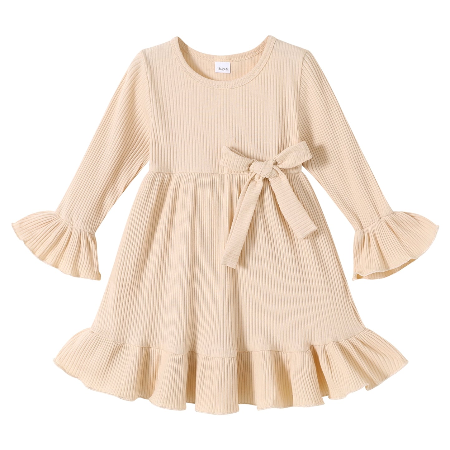 Younger Tree Kids Toddler Dress Baby Girls Fall Dresses Ruffle Long Sleeve Bowknot Casual Winter Dress