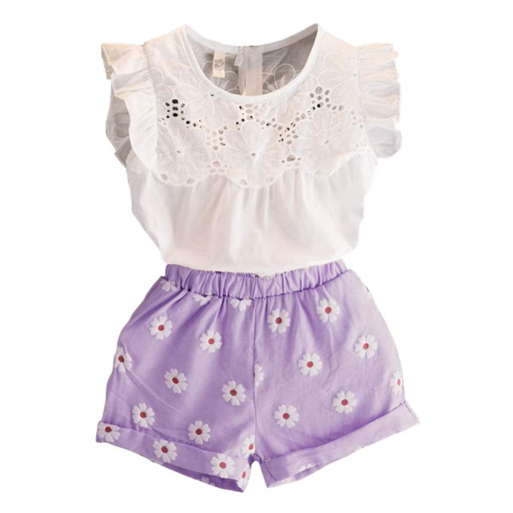 Younger Tree Toddler Baby Girl Summer Clothes Set Short Sleeve T-Shirt Shorts 2pcs Outfits