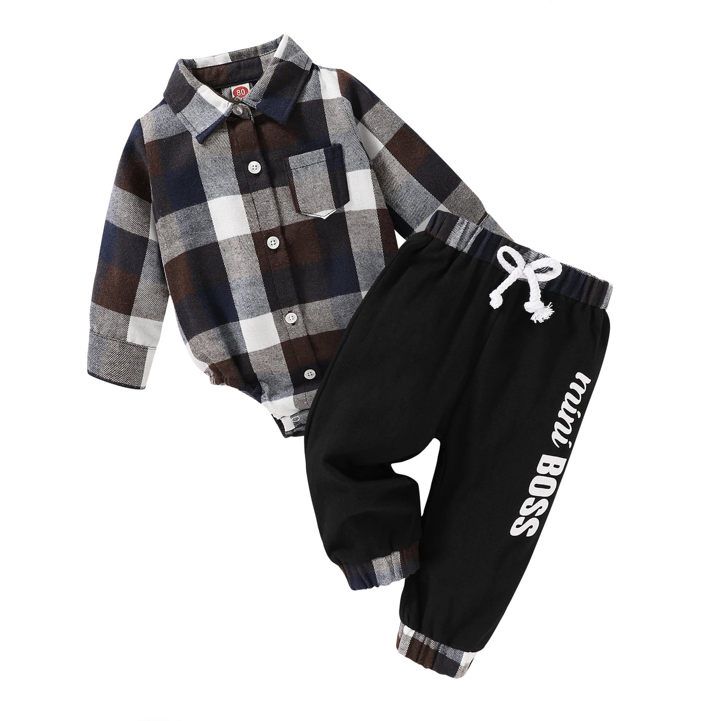 Younger Tree Infant Toddler Baby Boy Clothes Set Newborn Long Sleeve Flannel Plaid Bodysuit Pants Fall Winter Outfits