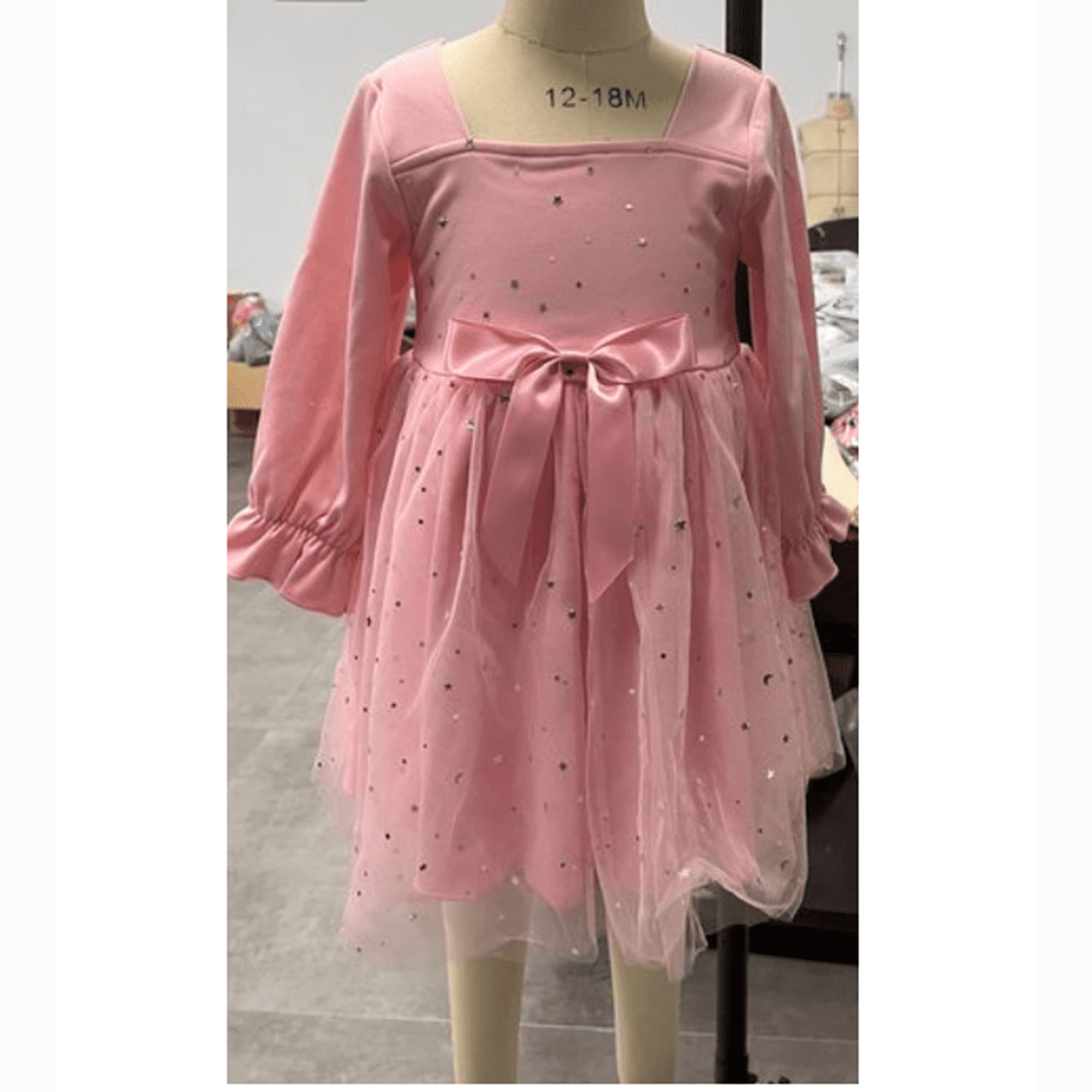 Younger Tree Baby Girl Tutu Dress Toddler Fall Long Sleeve Square Neck Bowknot Princess Birthday Party Dresses