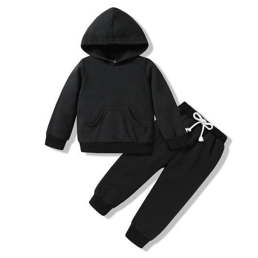 Happy Town Toddler Fall Outfits for Girl Boy Long Sleeve Hoodie Top and Long Sweatpants Set Toddler Sweatsuit