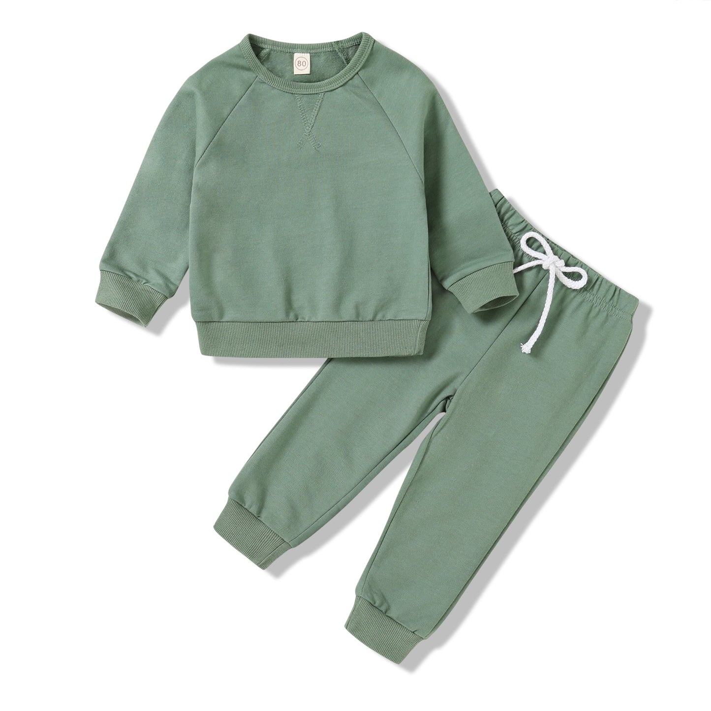 Happy Town Fall Outfits for Toddler Girl Boy Long Sleeve Top and Long Pants Set Toddler Sweatsuits
