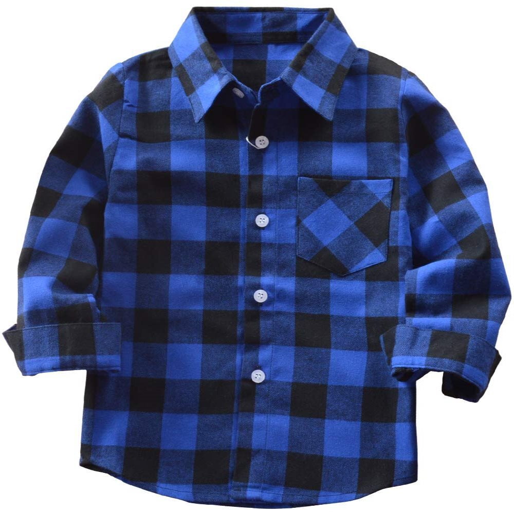 Younger Tree Toddler Boy Girl Fall Flannel Shirt Kid Baby Long Sleeve Button Down Plaid Shirts