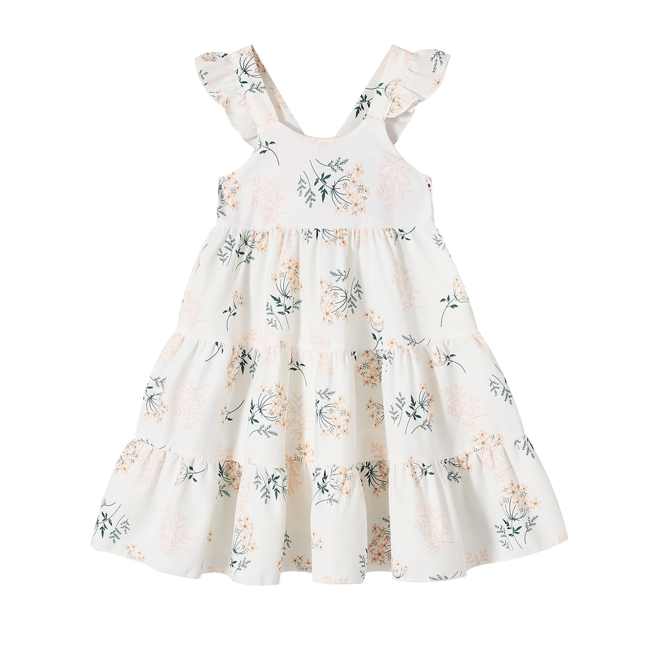 Younger Tree Baby Girls Summer Sleeveless Dress Kid Princess Flower Beach Butterfly Sundress12-18 Months