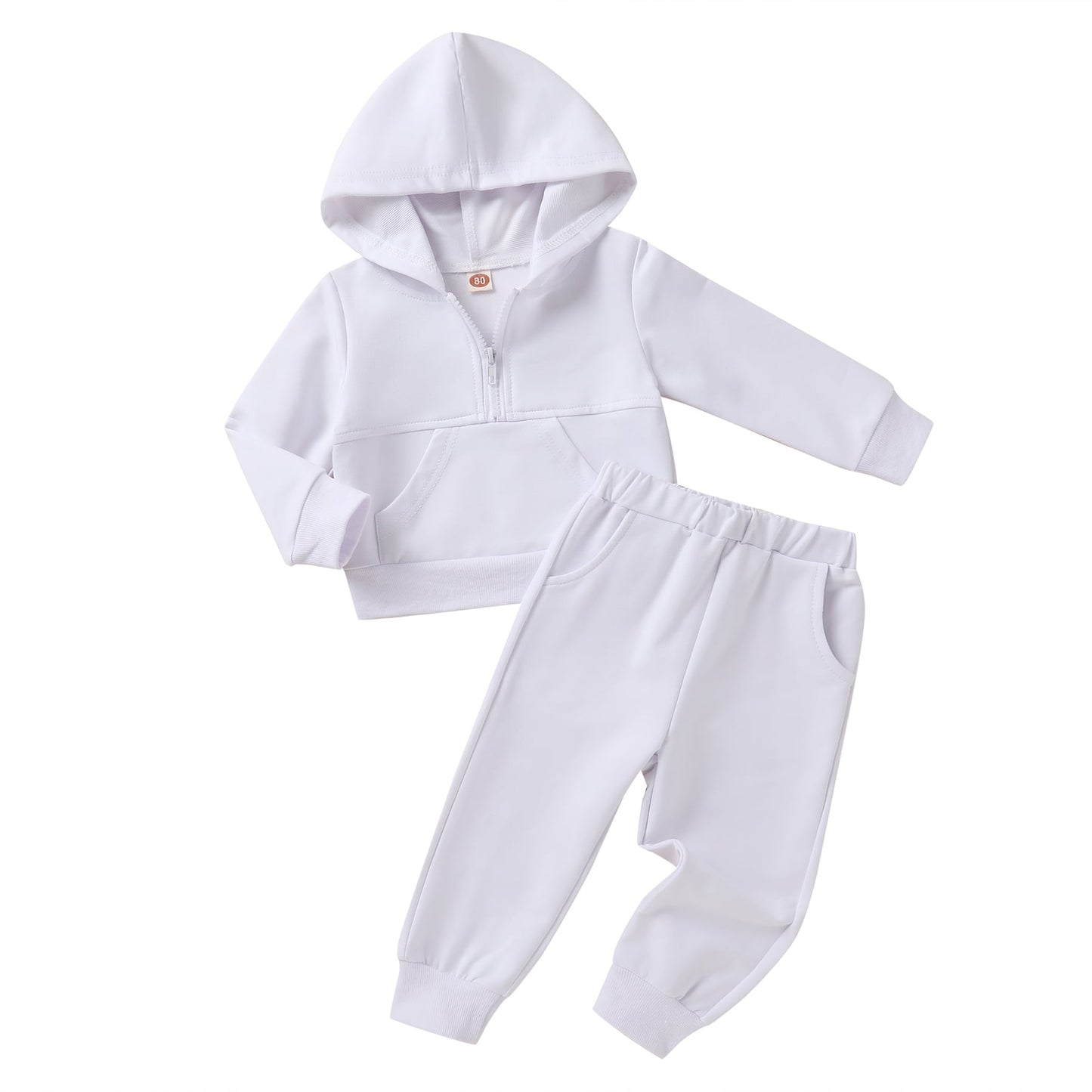 Younger Tree Baby Boy Girl Clothes Fall Winter Solid Color Zipper Long Sleeve Hoodie Sweatsuit and Sweatpants Outfits