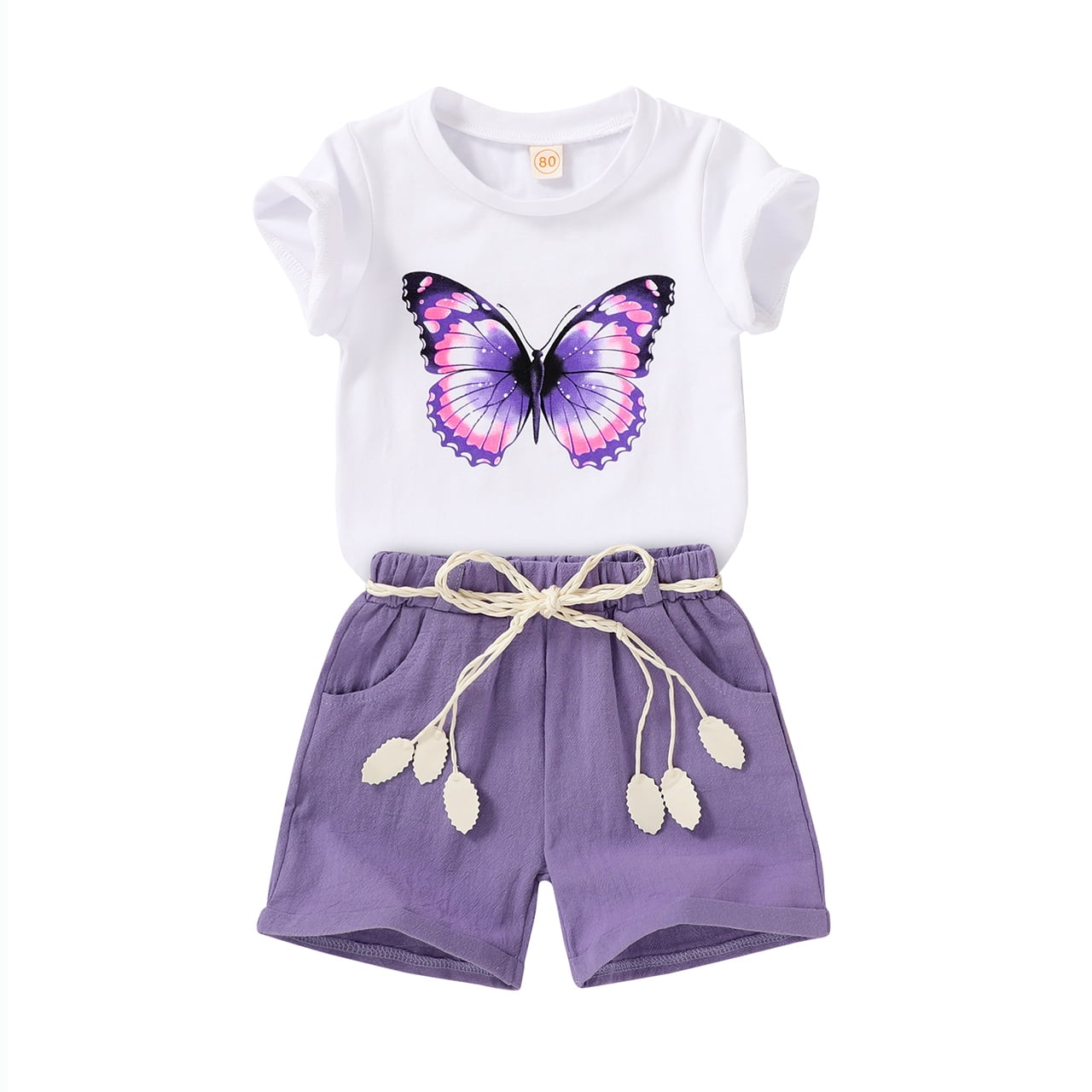 Younger Tree Toddler Baby Girl Summer Clothes Set Short Sleeve T-Shirt Shorts 2pcs Outfits