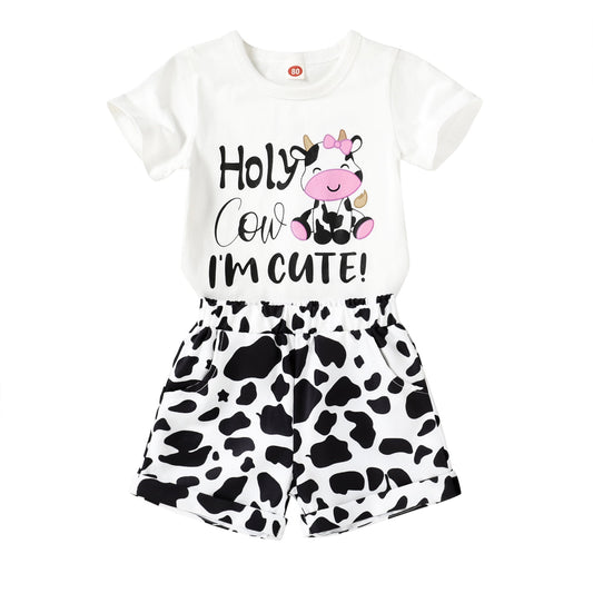 Younger Tree Toddler Baby Girl Summer Clothes Set Short Sleeve T-Shirt Shorts 2pcs Outfits