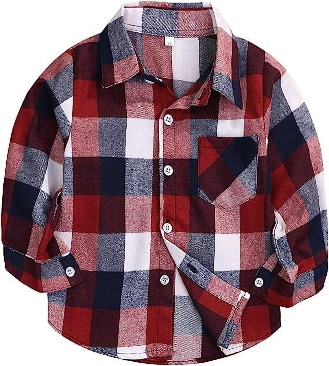 Younger Tree Toddler Boy Girl Fall Flannel Shirt Kid Baby Long Sleeve Button Down Plaid Shirts