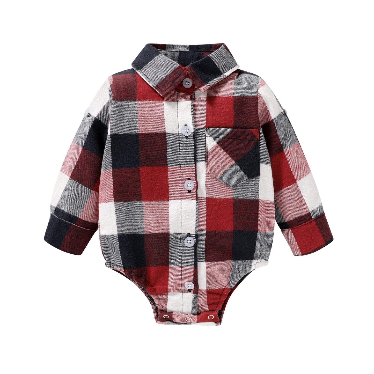 Younger Tree Newborn Baby Boy Girls Plaid Outfit Flannel Romper Tops Infant Long Sleeve Button Down Plaid Casual Bodysuit Clothes