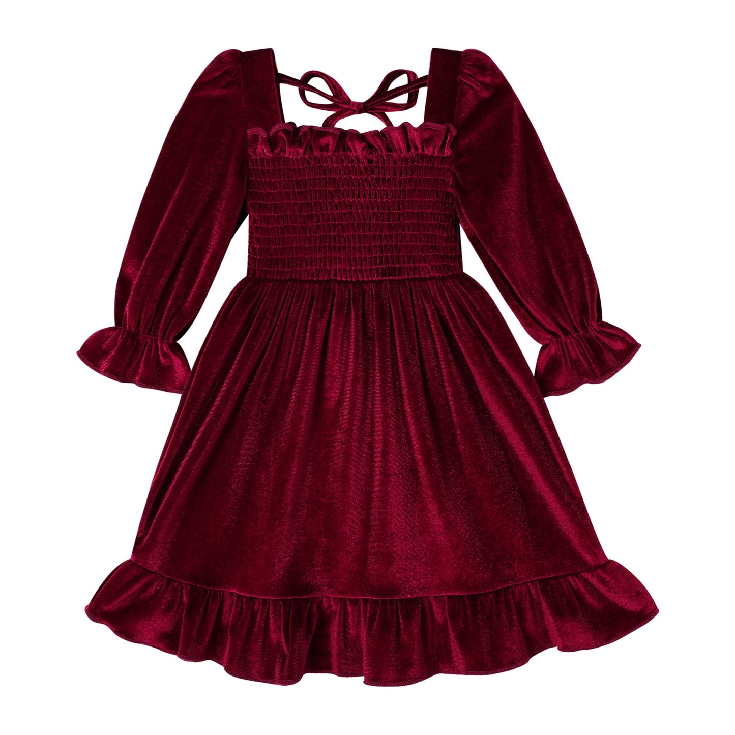 Younger Tree Christmas Dresses for Toddler Baby Girls Fall Winter Long Sleeve Velvet Dresses Princess Party Outfits Clothes