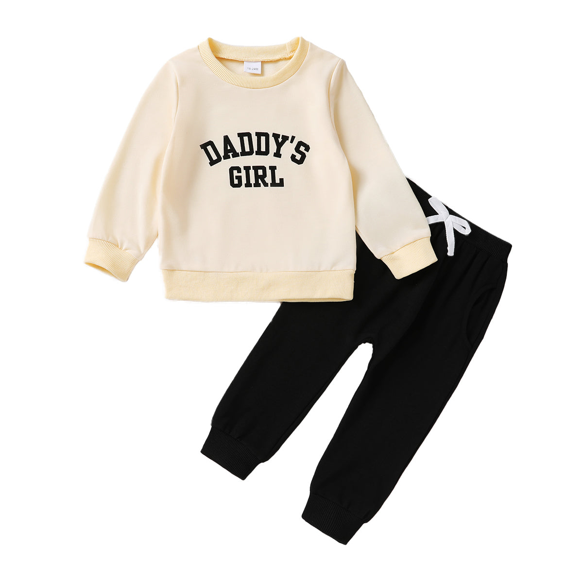 Happy Town Toddler Girl Fall Outfits Long Sleeve Letter Top and Long Pants Set Toddler Sweatsuits