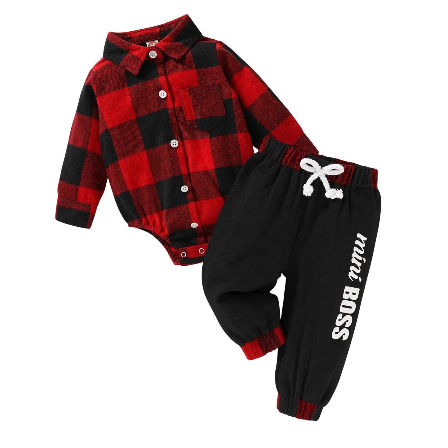 Younger Tree Infant Toddler Baby Boy Clothes Set Newborn Long Sleeve Flannel Plaid Bodysuit Pants Fall Winter Outfits