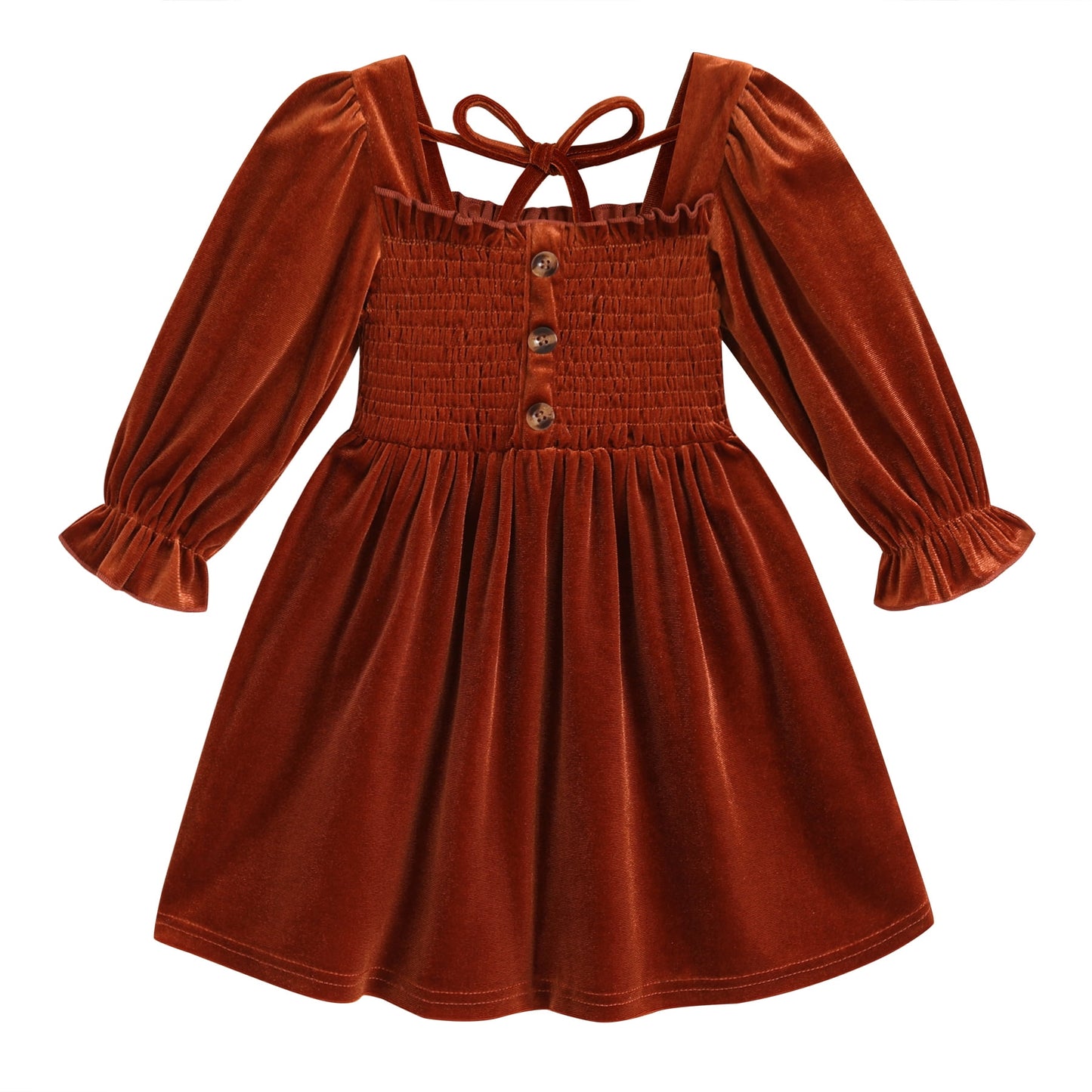 Happy Town Toddler Girl Fall Clothing Long Sleeve Dress Girl Solid Color Casual Fall Winter Clothes