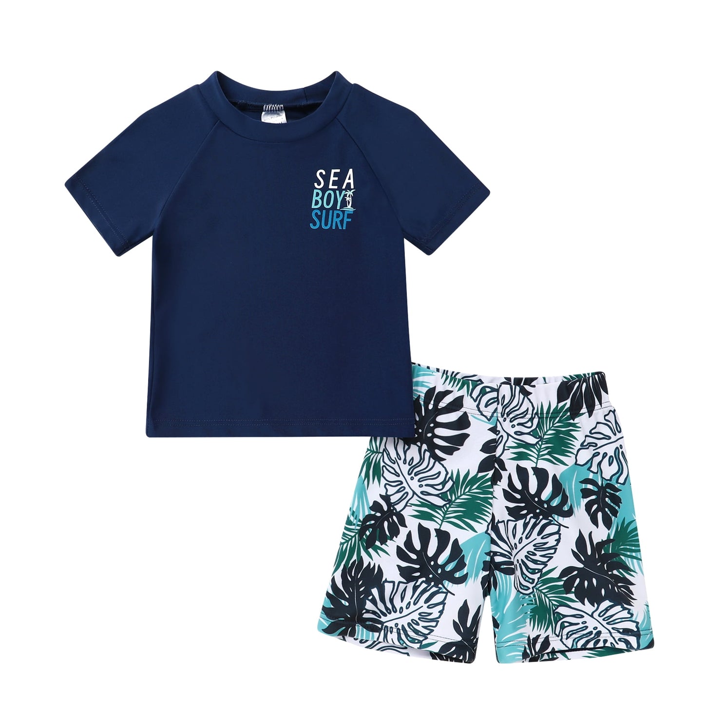 Younger Tree Toddler Baby Boy Swimsuit Set Cartoon Short Sleeve Top Shorts Two Pieces Bathing Suit Swimwear Outfit