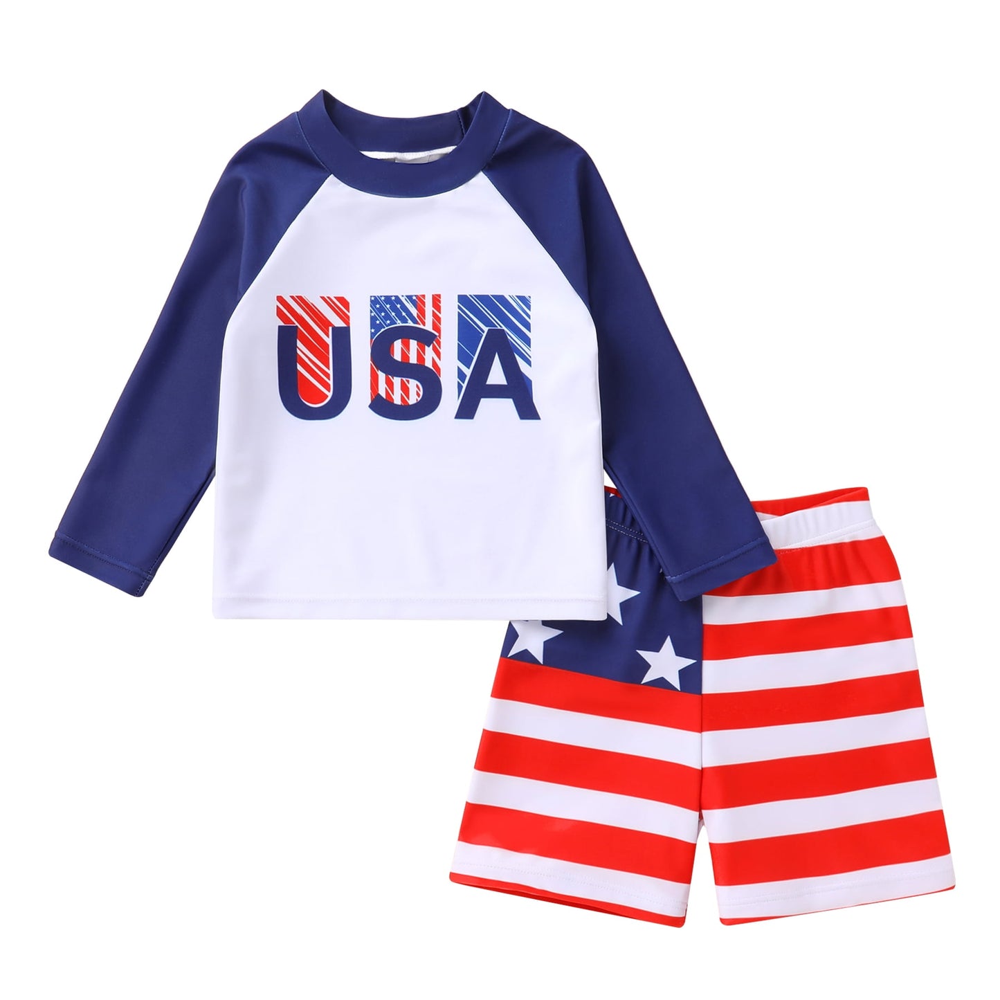 Younger Tree Toddler Baby Boys Swimsuits Trunk Rashguard Long Sleeve Top Shorts Two Pieces Bathing Suit Swimwear Outfit