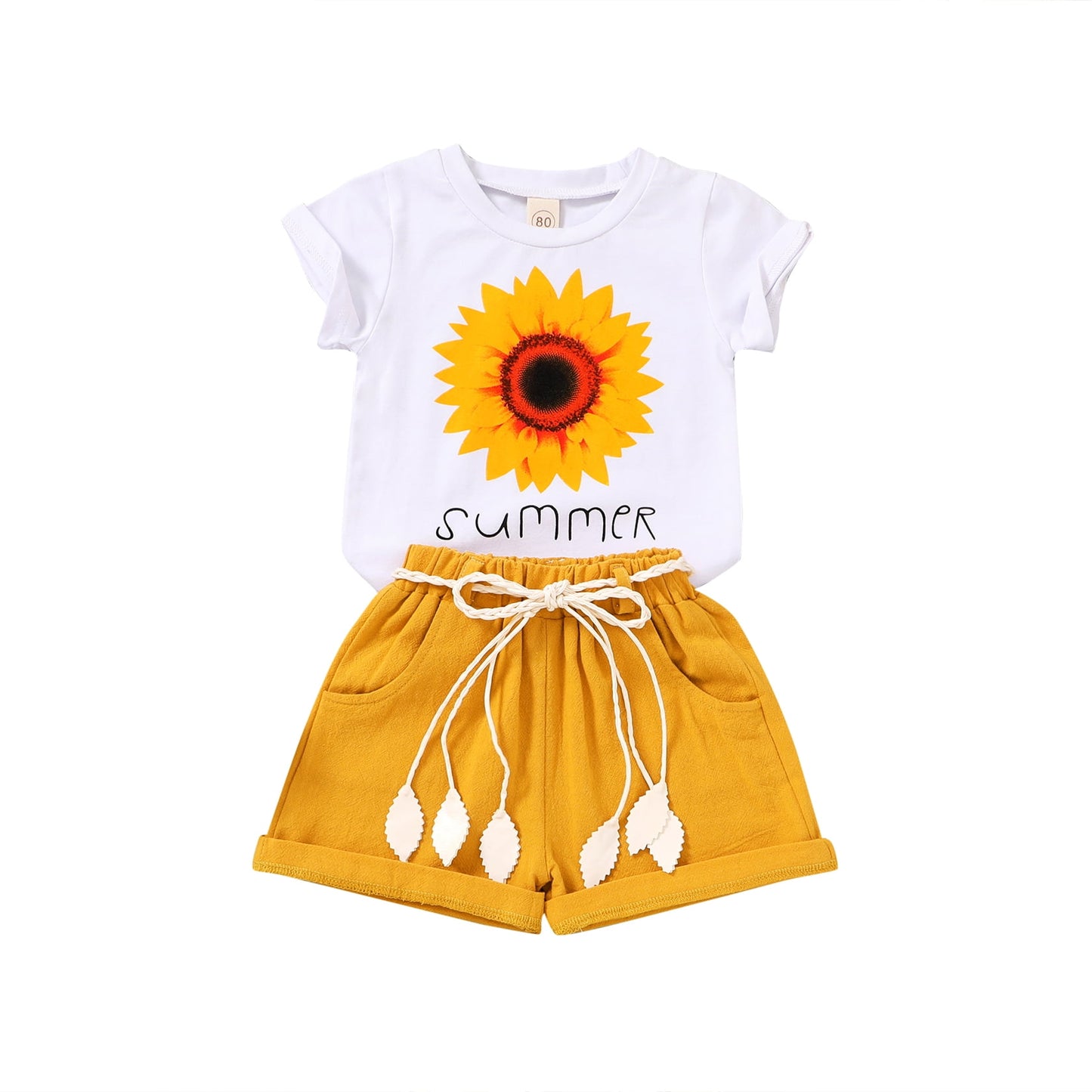 Younger Tree Toddler Baby Girl Summer Clothes Set Short Sleeve T-Shirt Shorts 2pcs Outfits