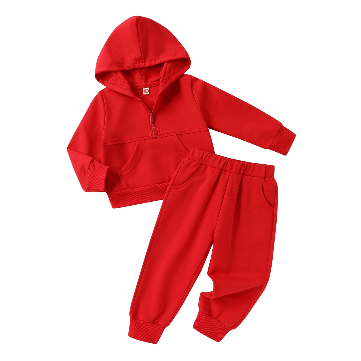 Younger Tree Baby Boy Girl Clothes Fall Winter Solid Color Zipper Long Sleeve Hoodie Sweatsuit and Sweatpants Outfits