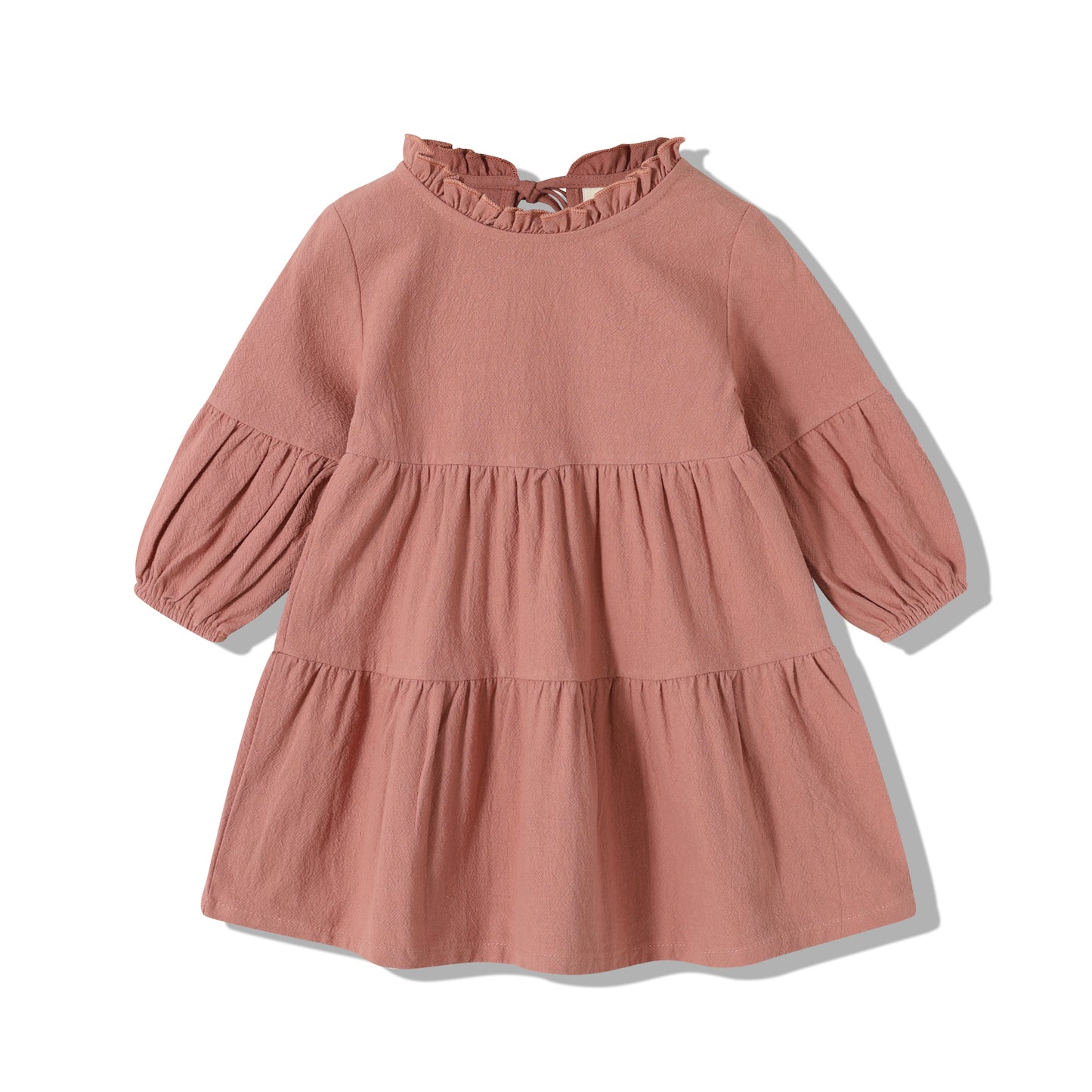 Happy Town Toddler Baby Girls Dress 6M-4T Fall Winter Long Sleeve Dress Lantern Solid Color Girls Clothes