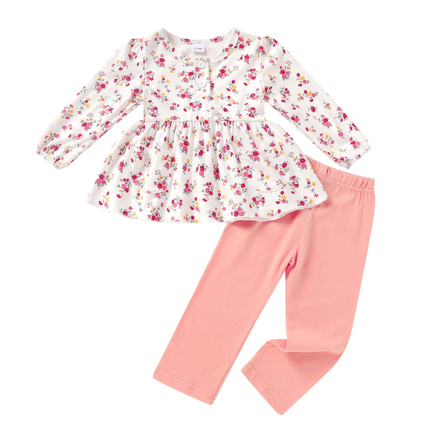 Younger Tree Toddler Girl Clothes Baby Fall Winter Crew Neck Long Sleeve Dress Top Pants 2-piece Set