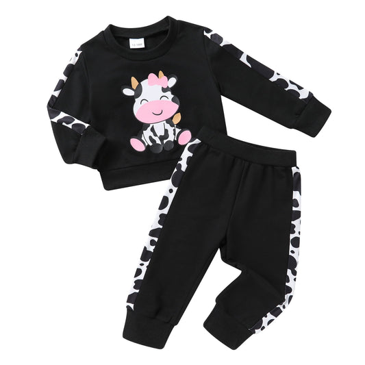 Happy Town Toddler Baby Girl Sweatsuit Fall Winter Long Sleeve Sweatshirt and Sweatpants Clothing Set for Girl