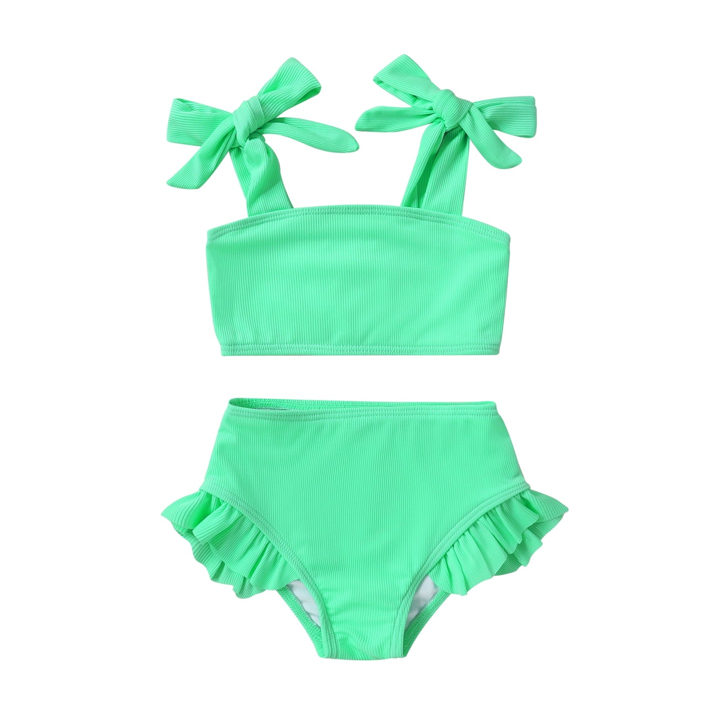 Tiny Cutey Toddler Girl Swimsuit Set Baby Solid Swimwear Summer Beach Bathing Suit Two Pieces
