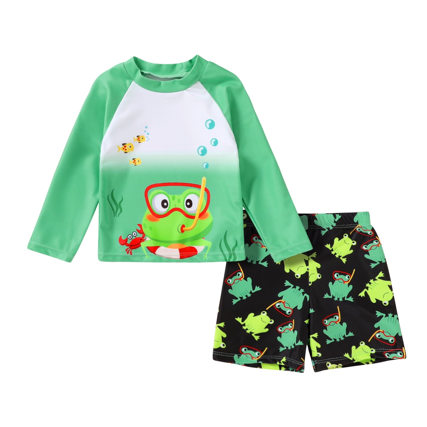 Younger Tree Toddler Baby Boys Swimsuits Trunk Rashguard Long Sleeve Top Shorts Two Pieces Bathing Suit Swimwear Outfit