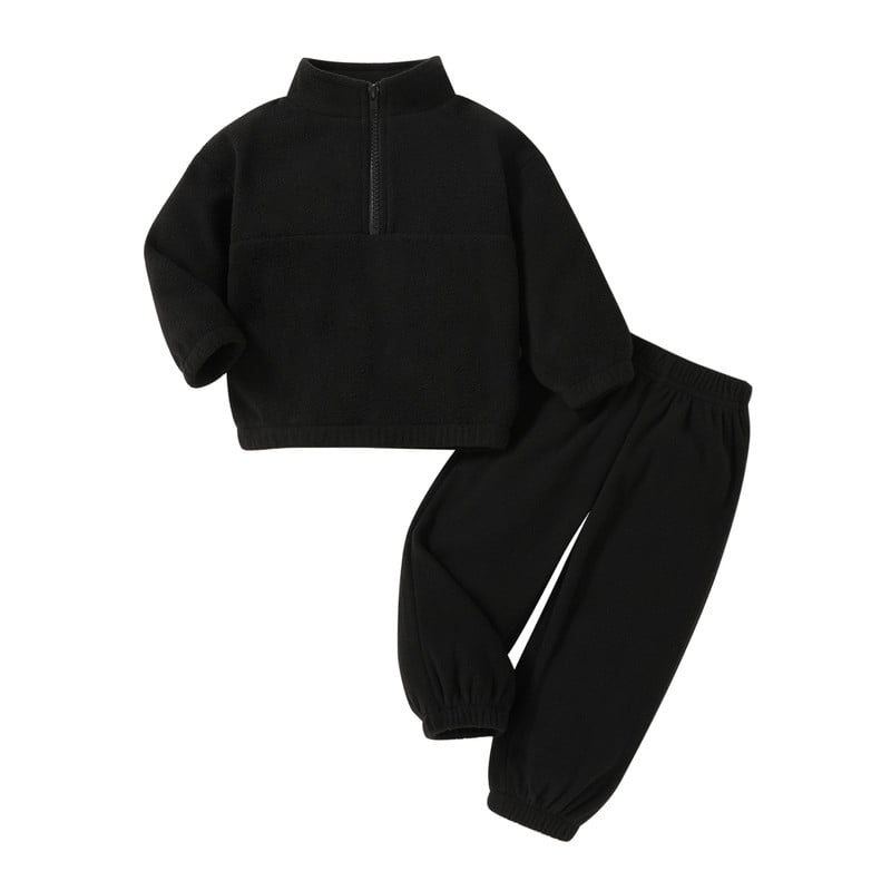 Happy Town Toddler Boys Girls Fall Winter Outfit Unisex Kids Fleece Zipper Sweatshirt and Sweatpants 2 Piece Set