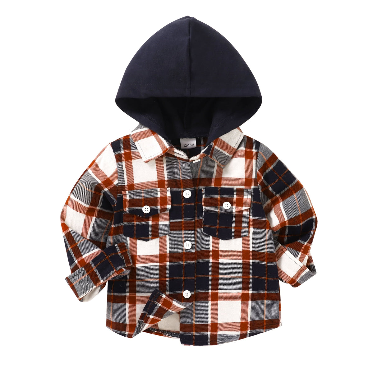 Younger Tree Kid Toddler Boy Flannel Shirt Baby Long Sleeve Hooded Plaid Button Shirt