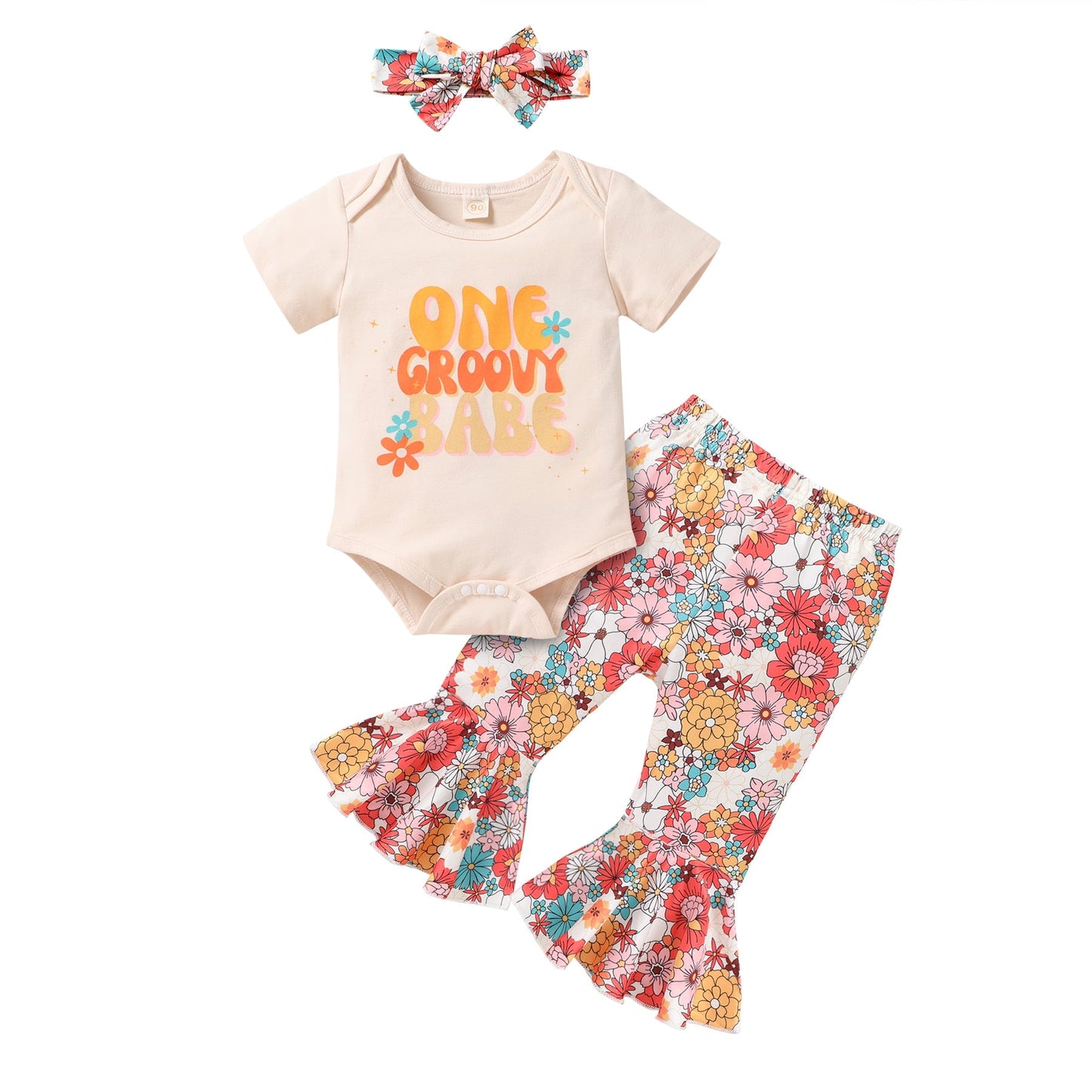 Younger Tre Baby Girl 1st Birthday Outfits My first Birthday Romper Flared Pants Birthday Clothes6-12 Months