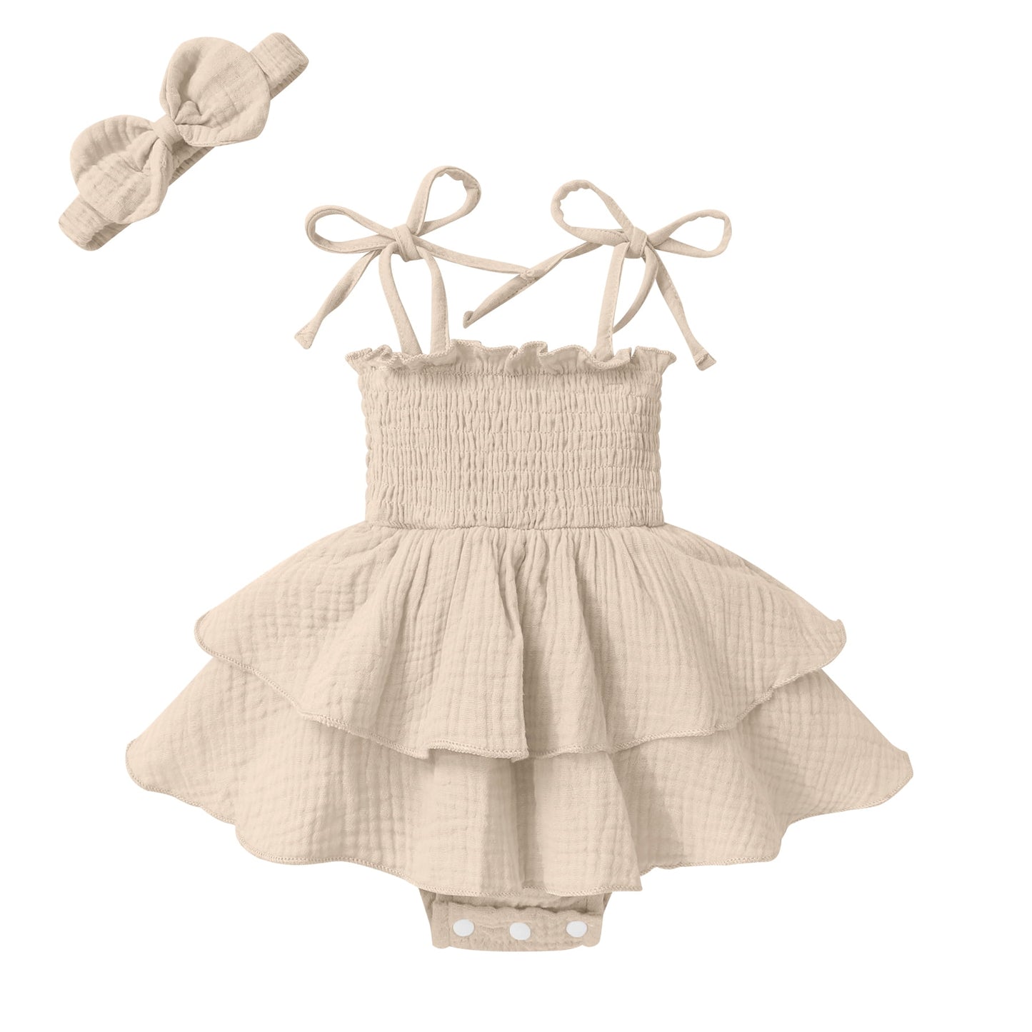 Younger Tree Baby Romper Dress Infant Summer Sleeveless Bodysuit Jumpsuit Outfits with Headband