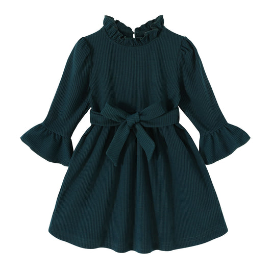 Younger Tree Baby Girl Fall Winter Dress Long Sleeve Turtleneck Vintage Knit Sweater Dress Little Girl Dresses Skirt Outfit Set