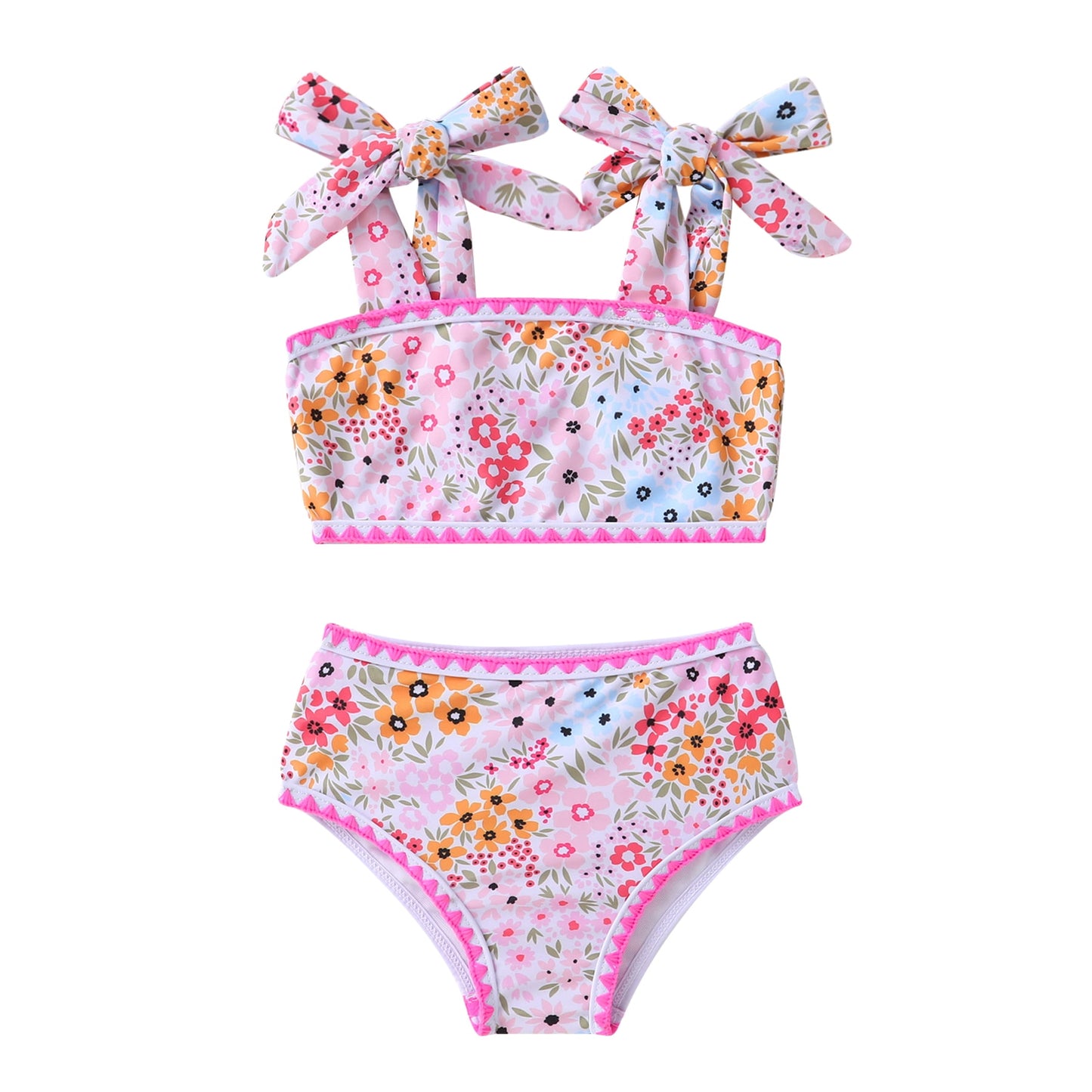 Tiny Cutey Toddler Girl Swimsuit Set Baby Solid Swimwear Summer Beach Bathing Suit Two Pieces