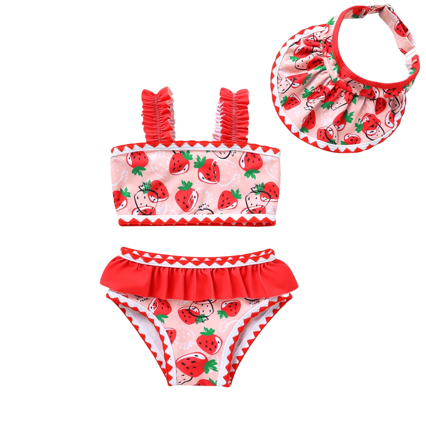 Tiny Cutey Baby Girl Swimsuit Toddler Summer Bikini Beach Bathing Suit with Hat