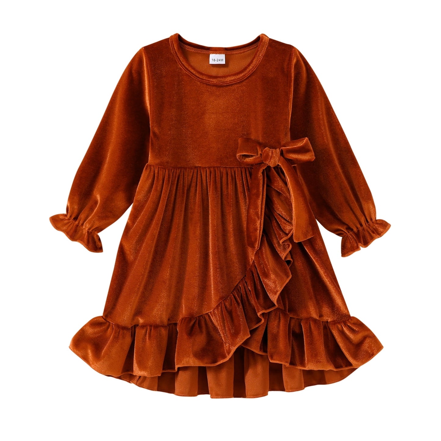 Younger Tree Kids Toddler Thanksgiving Dress Baby Girls Fall Dresses Ruffle Long Sleeve Bowknot Casual Winter Dress