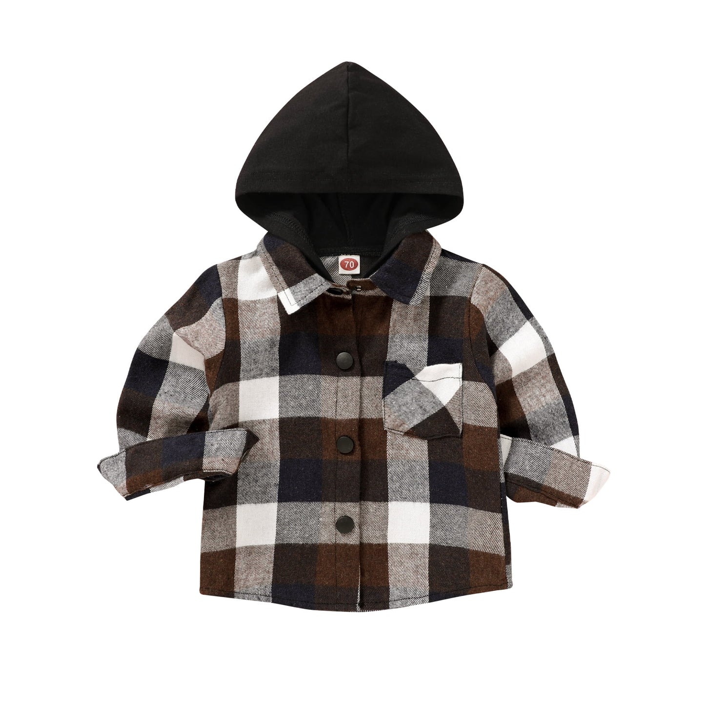 Younger Tree Kid Toddler Boy Flannel Shirt Baby Long Sleeve Hooded Plaid Button Shirt
