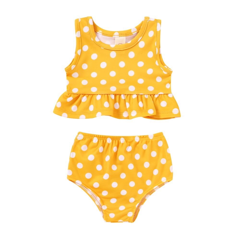 Younger Tree Toddler Baby Girls Summer Swimsuit Sleeveless Striped Swimwear Two-Piece Suit Beach Bikini