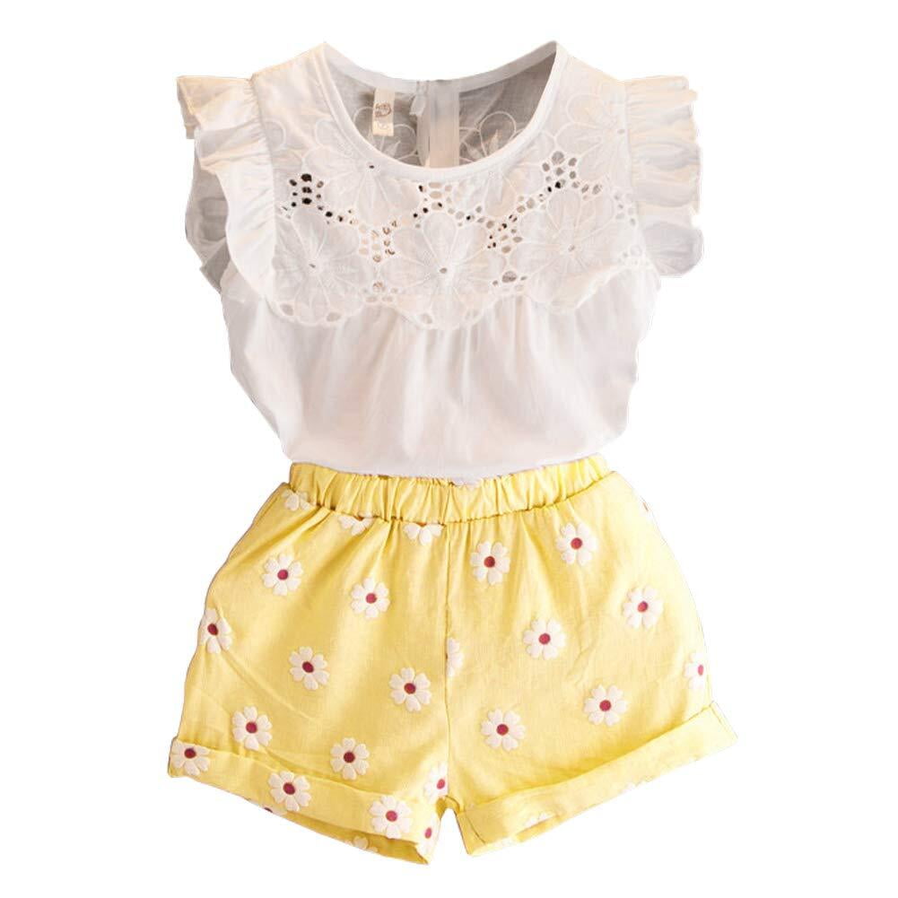 Younger Tree Toddler Baby Girl Summer Clothes Set Short Sleeve T-Shirt Shorts 2pcs Outfits