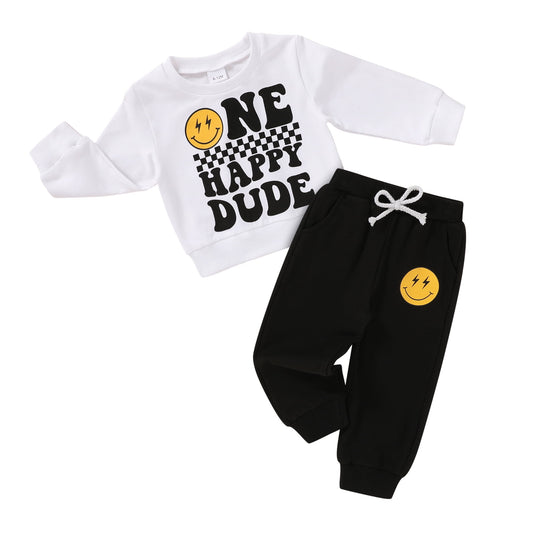 Younger Tree 1st Birthday Outfit Boy Winter Smile Cool Long Sleeve Sweatshirt Clothes Set Gift