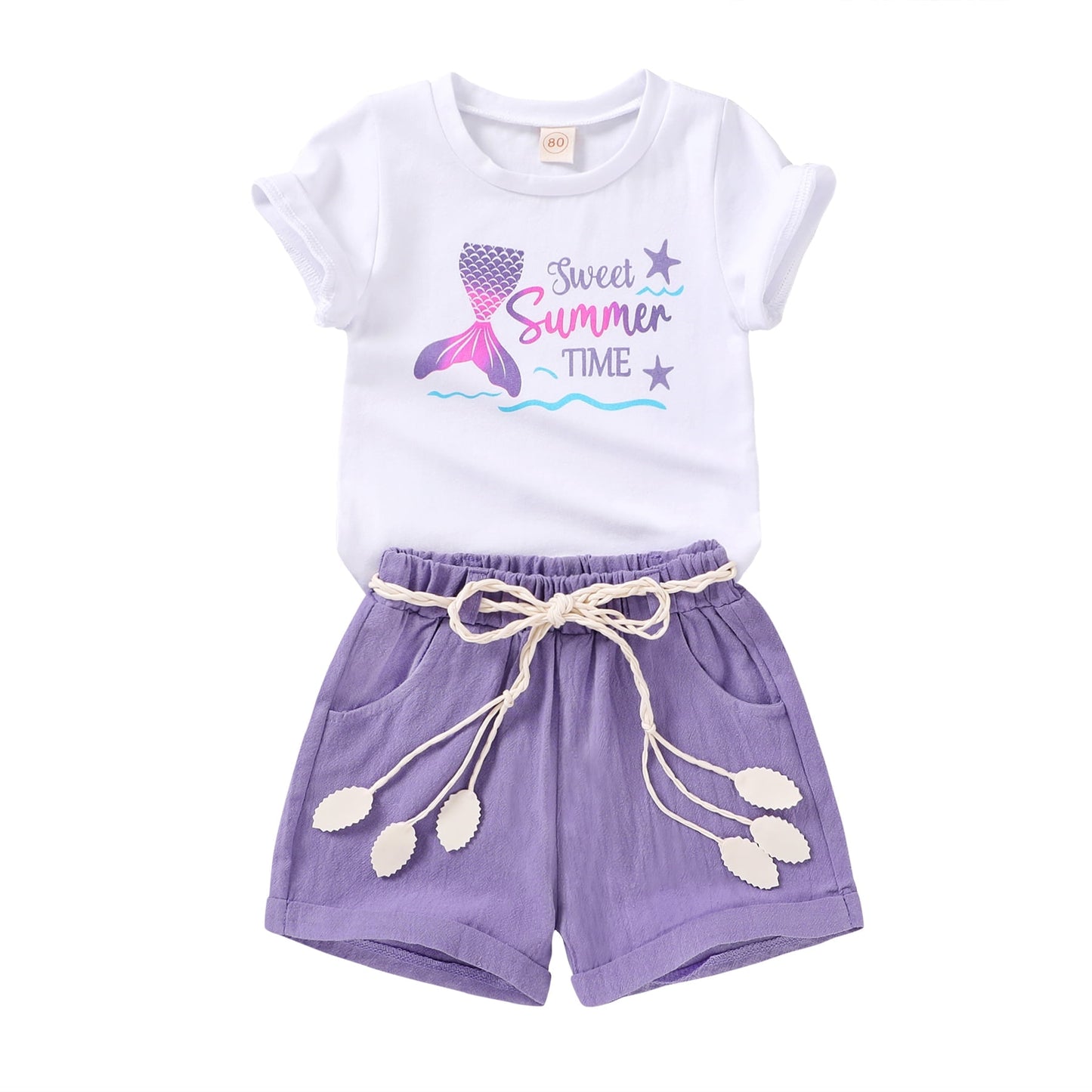 Younger Tree Toddler Baby Girl Summer Clothes Set Short Sleeve T-Shirt Shorts 2pcs Outfits