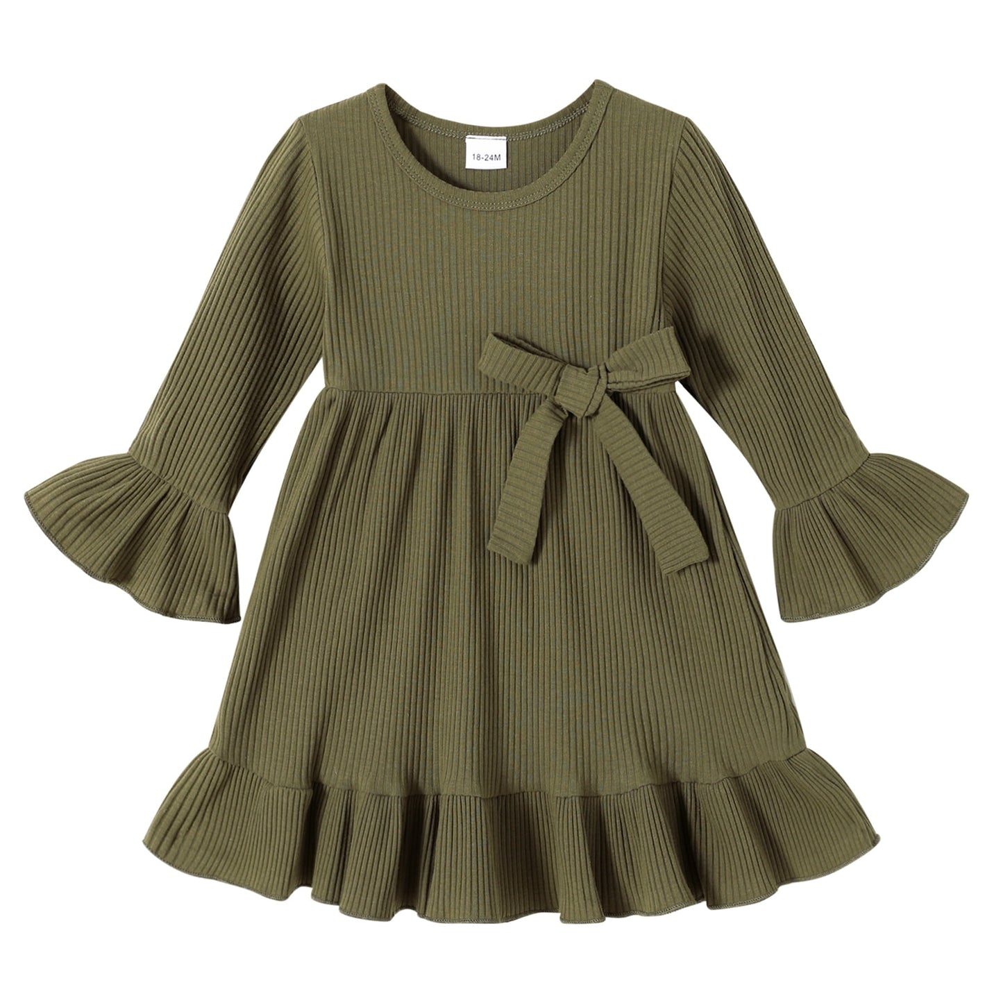 Younger Tree Kids Toddler Dress Baby Girls Fall Dresses Ruffle Long Sleeve Bowknot Casual Winter Dress