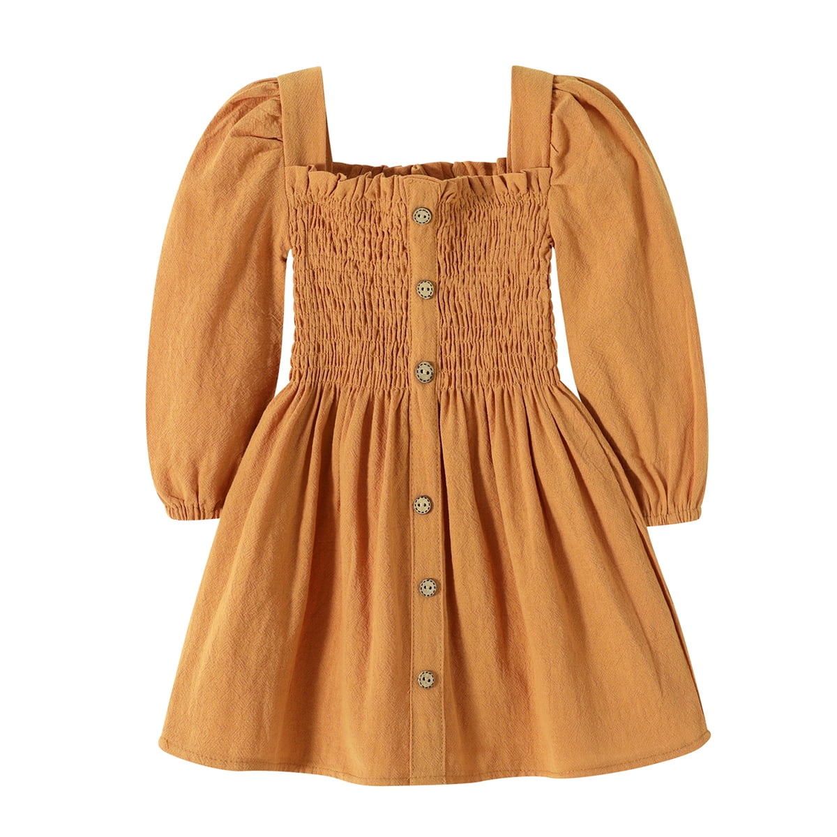 Happy Town Toddler Girl Fall Clothing Long Sleeve Dress Girl Solid Color Casual Fall Winter Clothes