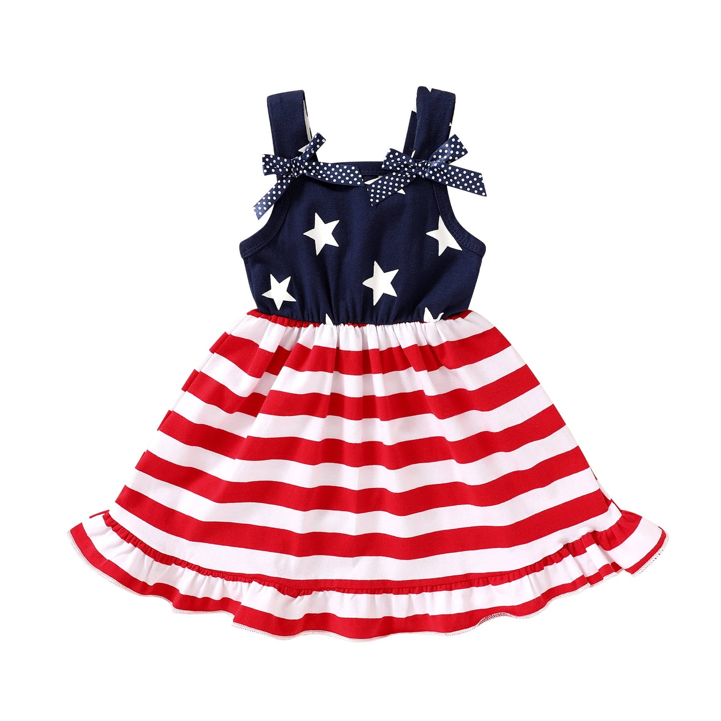 Younger Tree Toddler Baby Girls 4th of July Clothes Outfit Stars Stripes Sleeveless Dress