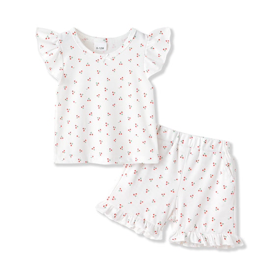 Younger Tree Toddler Girl Shorts Set Baby Summer Fly Sleeve T-shirts Shorts 2 Piece Clothes Outfits