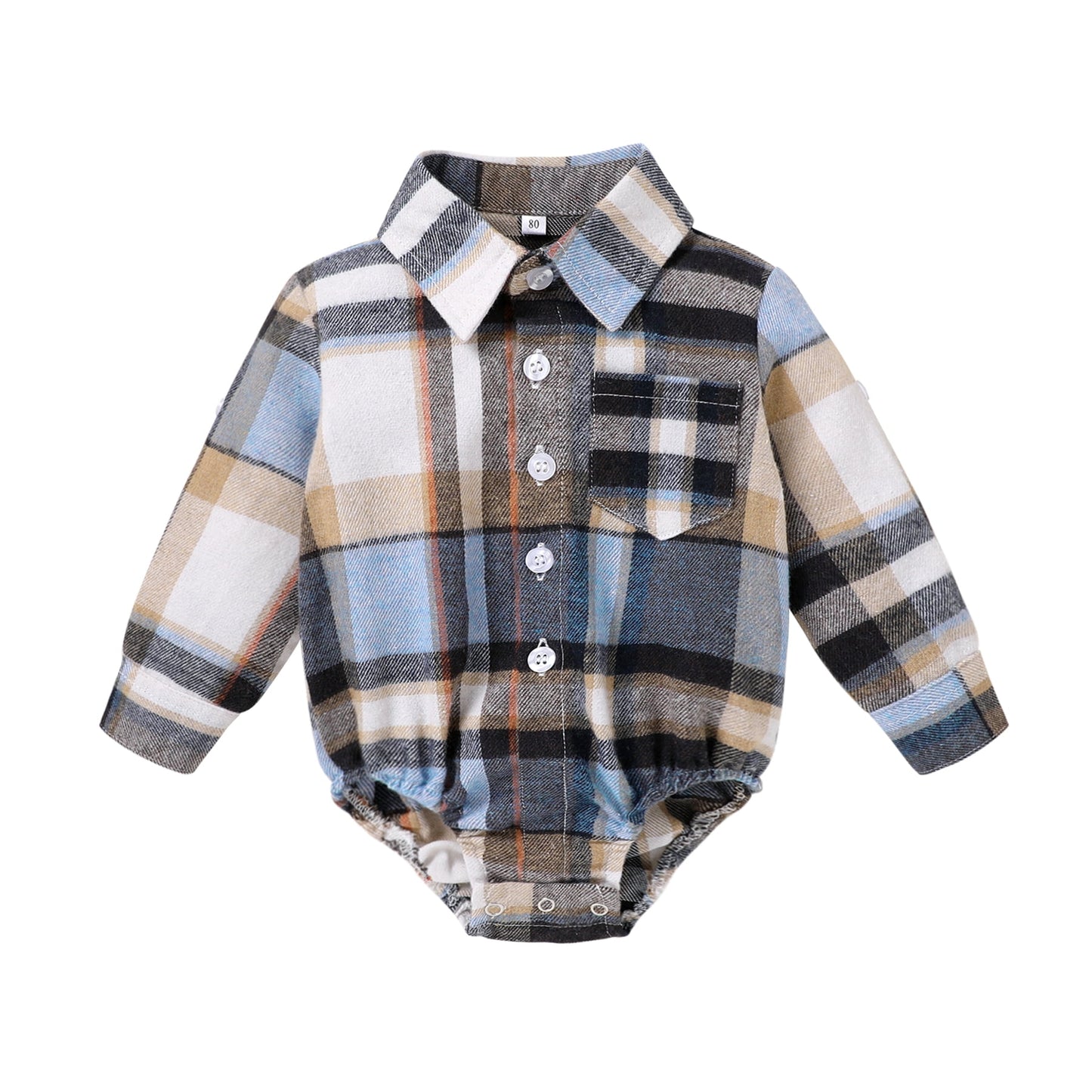 Younger Tree Newborn Baby Boy Girl Flannel Shirt Long Sleeve Button Down Plaid Shirts Romper Clothes Outfits