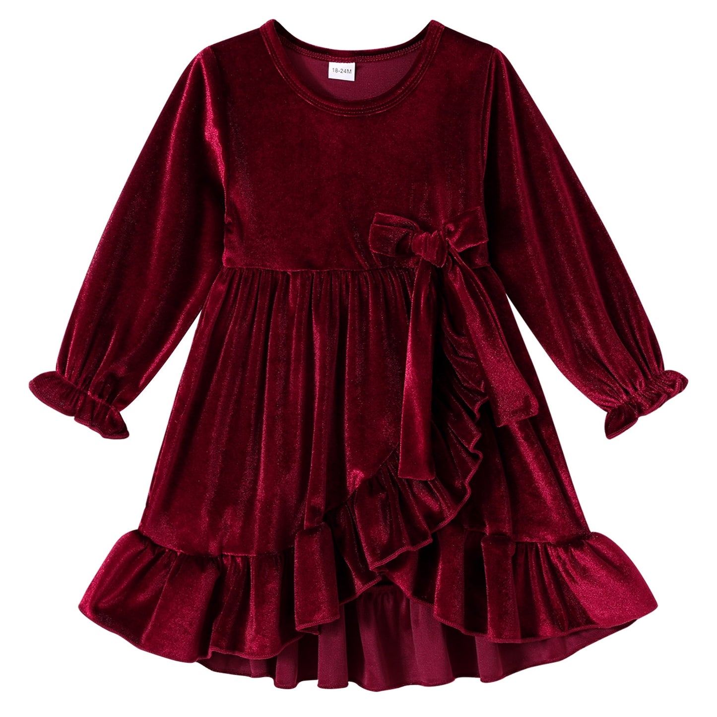 Younger Tree Kids Toddler Dress Baby Girls Fall Dresses Ruffle Long Sleeve Bowknot Casual Winter Dress