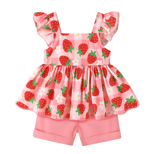 Younger Tree Baby Girl Clothes Outfits Summer Sleeveless Ruffle Bowknot Dress Top Shorts Set 2PCS6-12 Months